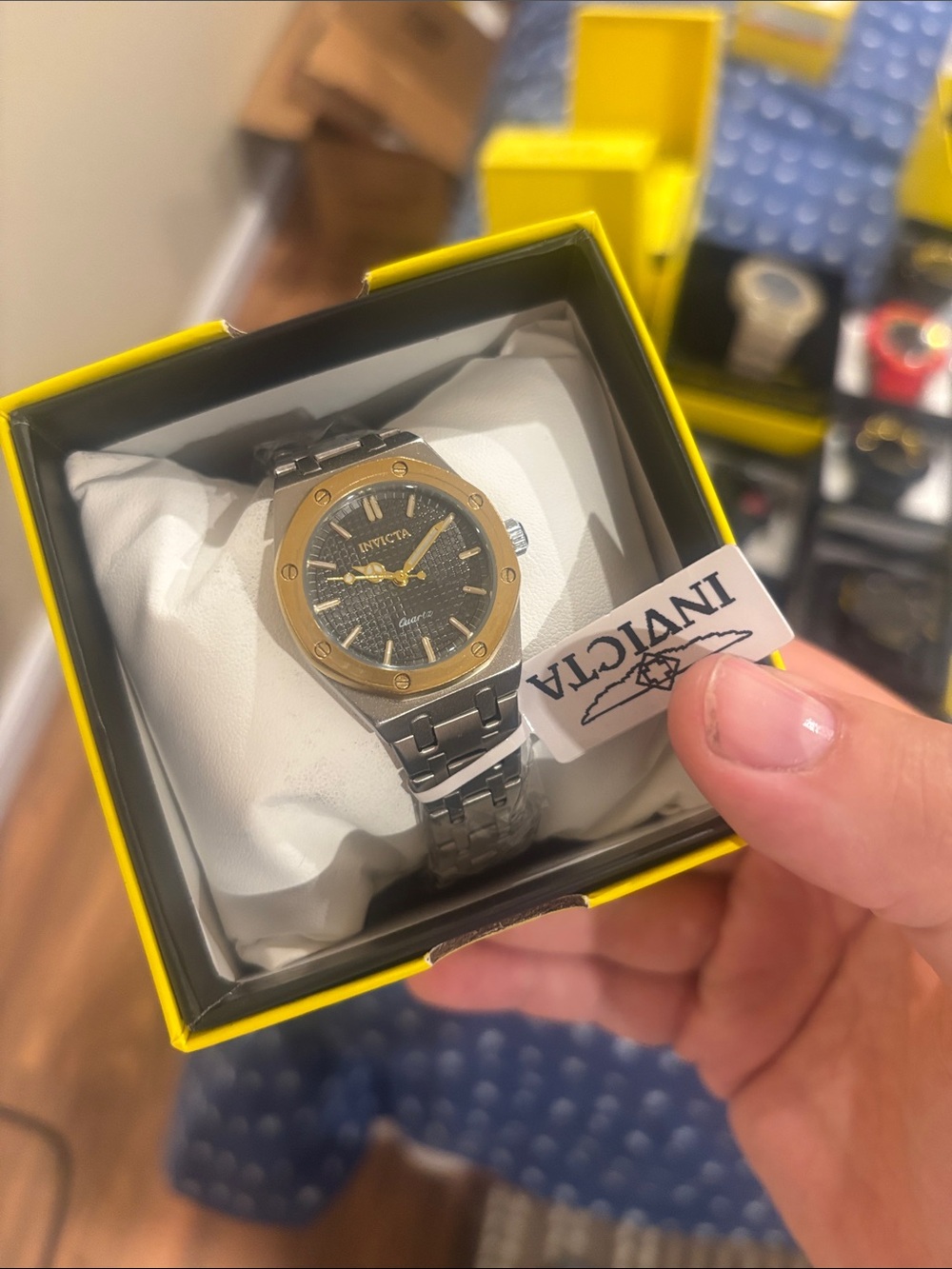 Invicta Two-Tone ladies Stainless Steel Watch with  Black Dial